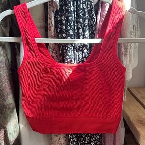 All in Motion Red Ribbed Sports Bra